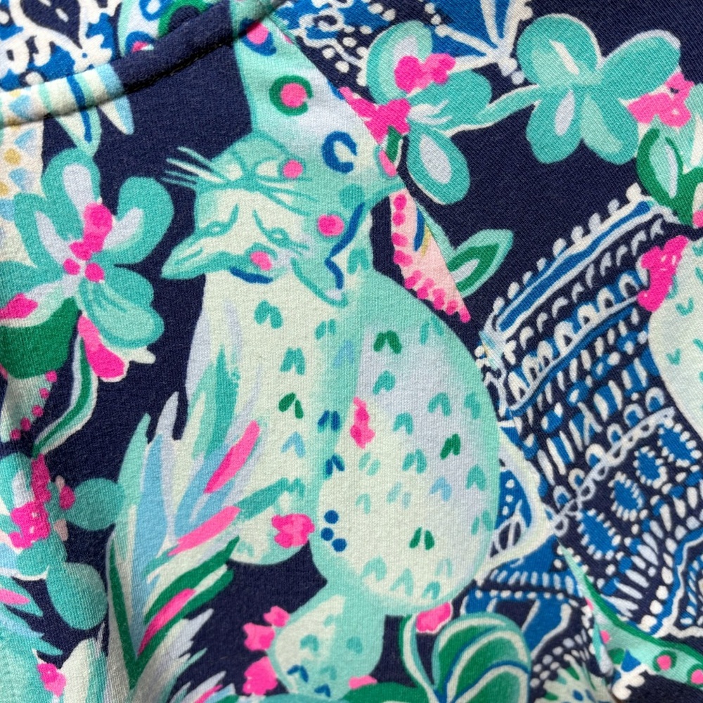 Lilly Pulitzer Cats Navy and Pink Floral Half-Zip Popover Jacket Size Small - Picture 3 of 16